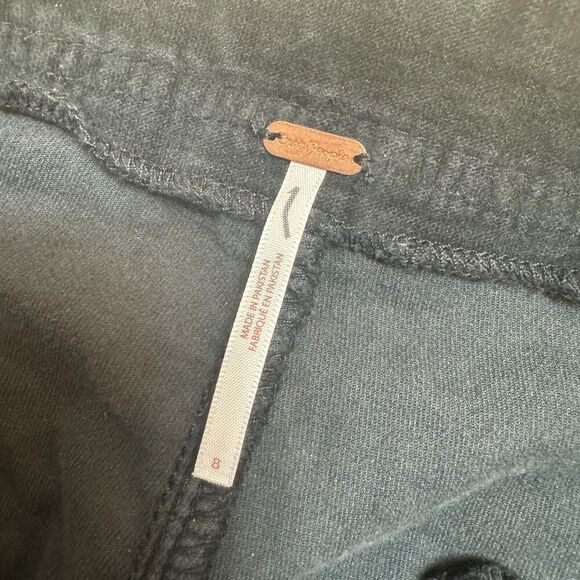 Free People Hit Back Slim Flare Pants Womens 8 Black Velvet NEW - Picture 4 of 4